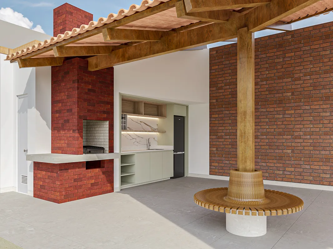 Vista lateral del wt bar y zona de parrilla